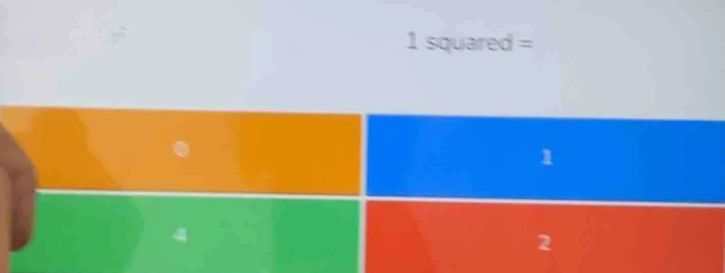 1 squared = 0 \t1 4 \t2