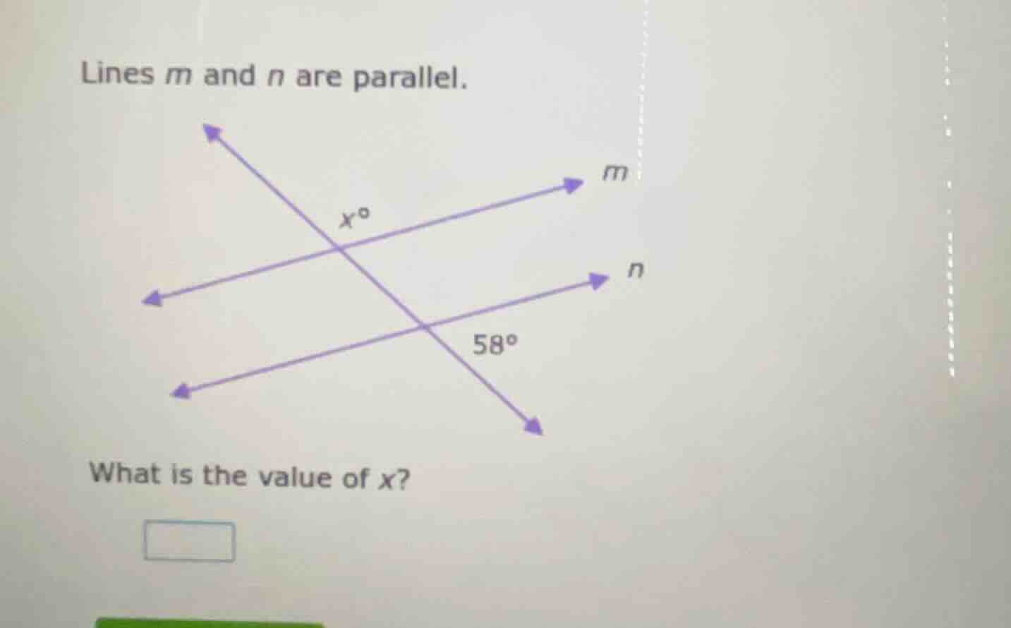 lines m and n are parallel. what is the value of x?