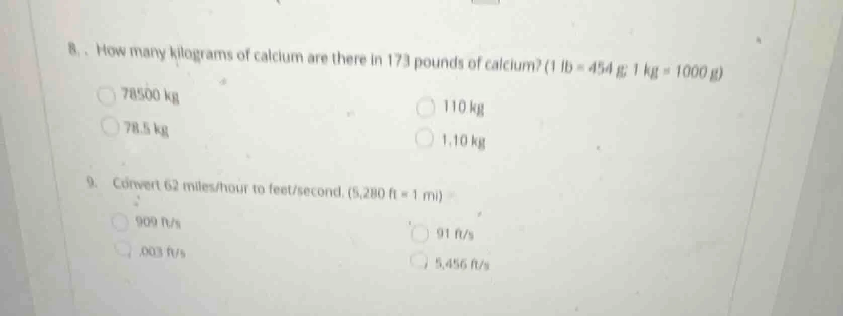 8. how many kilograms of calcium are there in 173 pounds of calcium? (1…