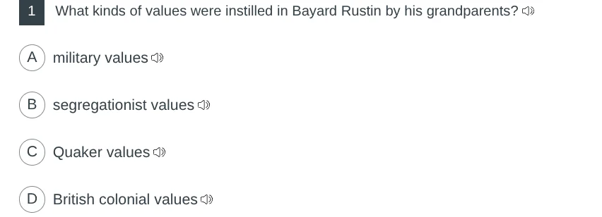 1 what kinds of values were instilled in bayard rustin by his grandpare…