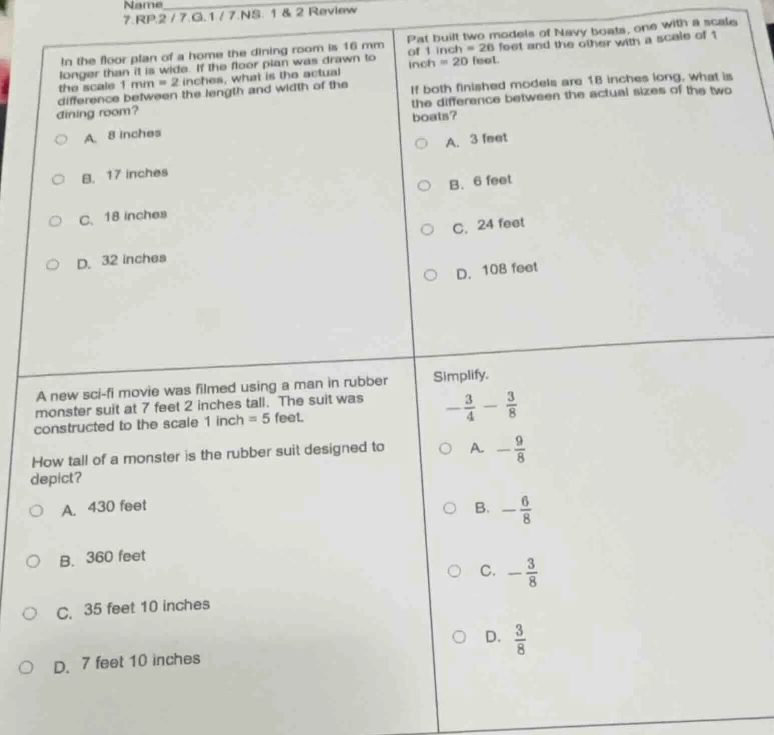 name 7.rp.2 / 7.g.1 / 7.ns. 1 & 2 review in the floor plan of a home th…