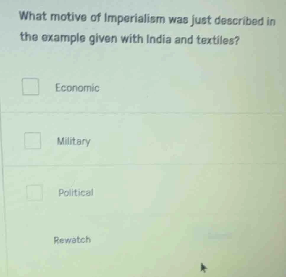 what motive of imperialism was just described in the example given with…