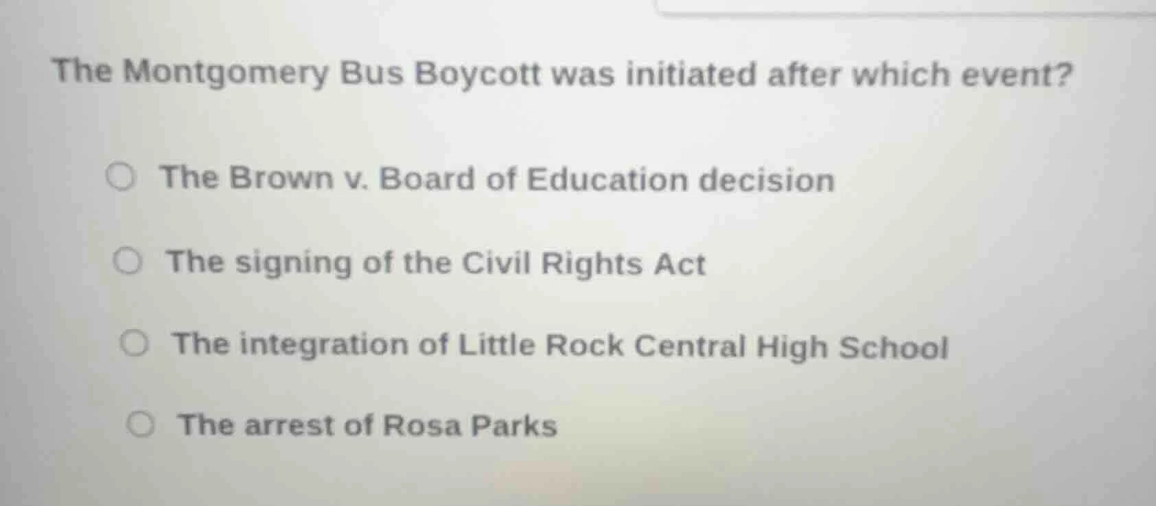 the montgomery bus boycott was initiated after which event? the brown v…