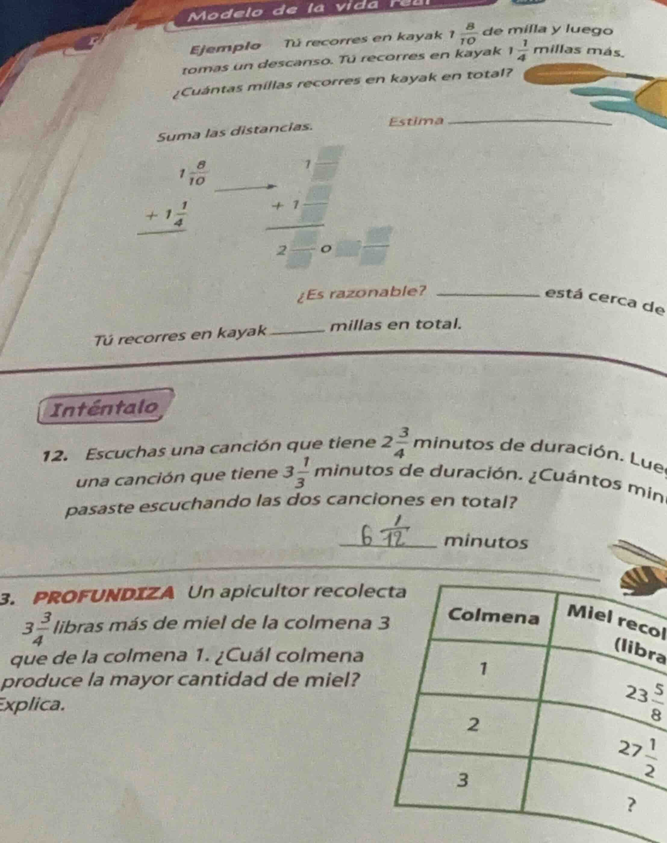modelo de la vida real ejemplo tú recorres en kayak $1\\frac{8}{10}$ de…