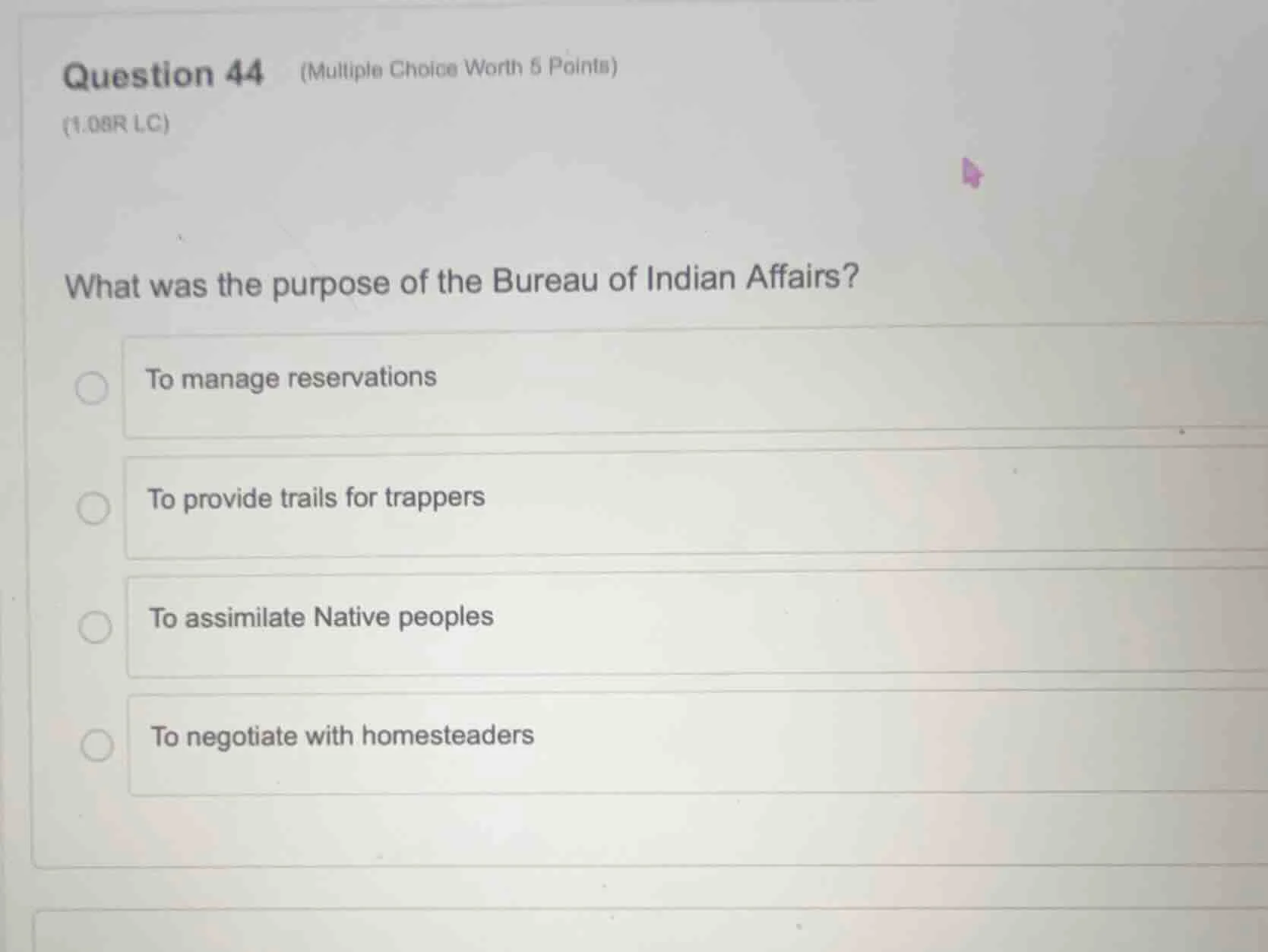 question 44 (multiple choice worth 5 points) (1.08r lc) what was the pu…