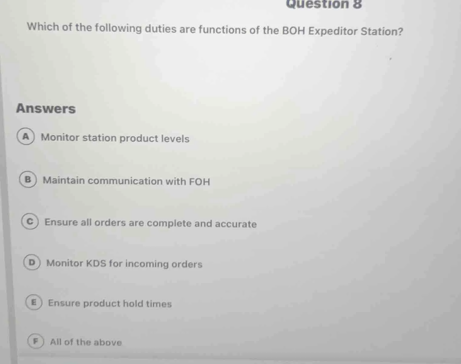 question 8 which of the following duties are functions of the boh exped…