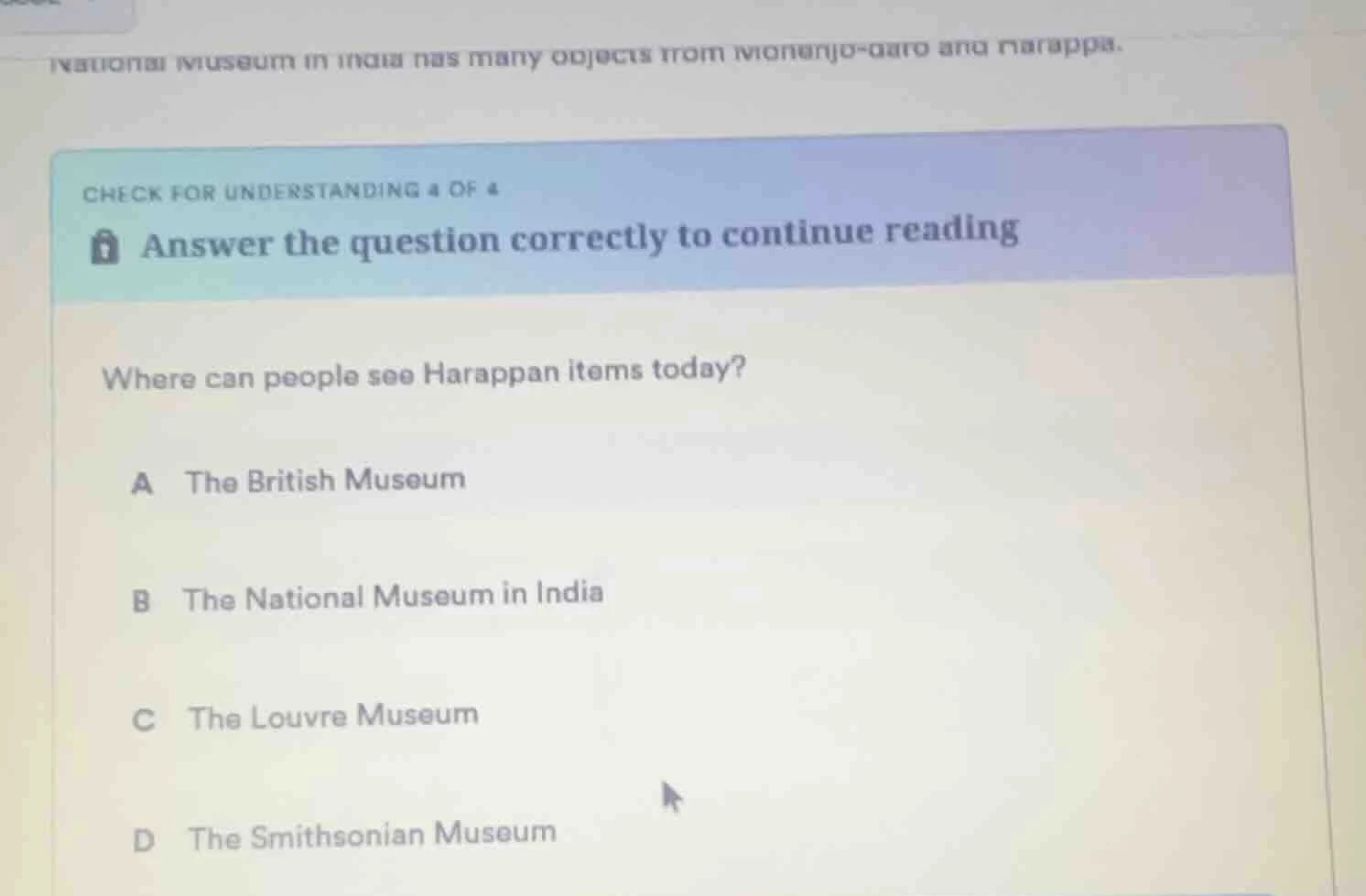 check for understanding 4 of 4 answer the question correctly to continu…