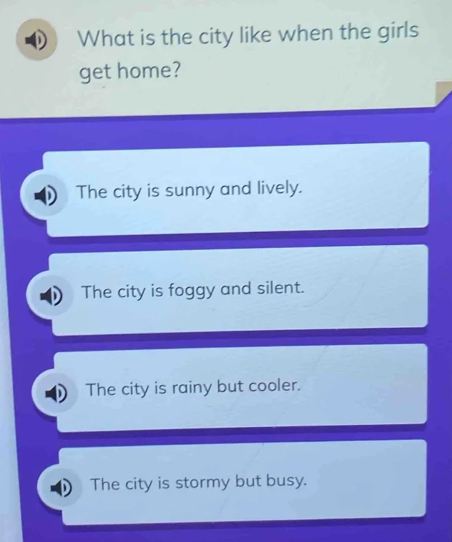 what is the city like when the girls get home? the city is sunny and li…