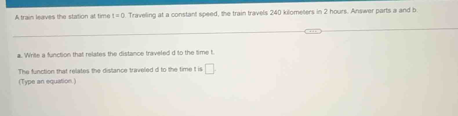 a train leaves the station at time t = 0. traveling at a constant speed…