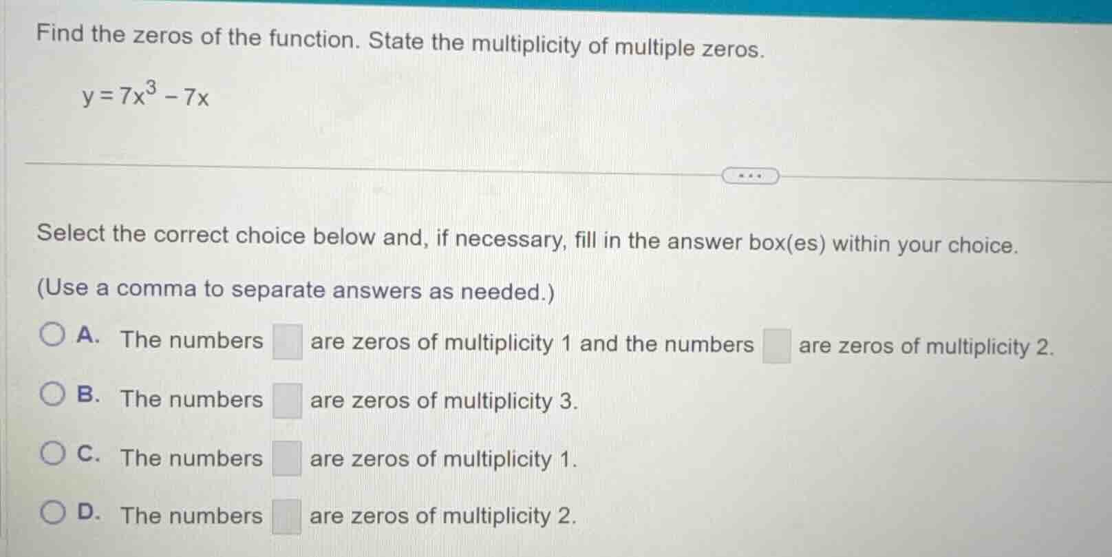 find the zeros of the function. state the multiplicity of multiple zero…