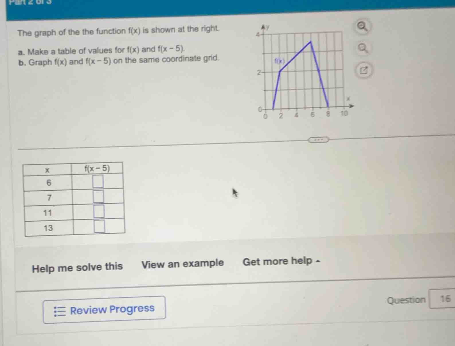 the graph of the the function f(x) is shown at the right. a. make a tab…