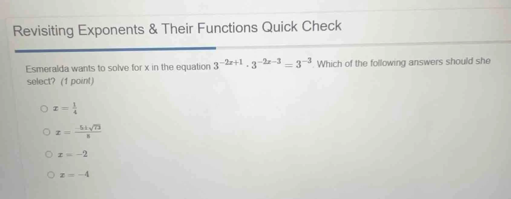 revisiting exponents & their functions quick check esmeralda wants to s…
