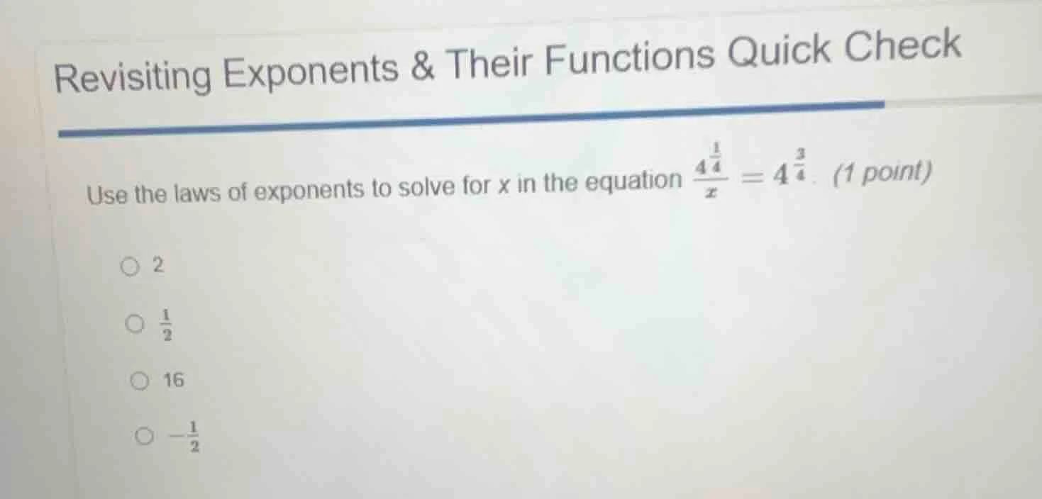 revisiting exponents & their functions quick check use the laws of expo…