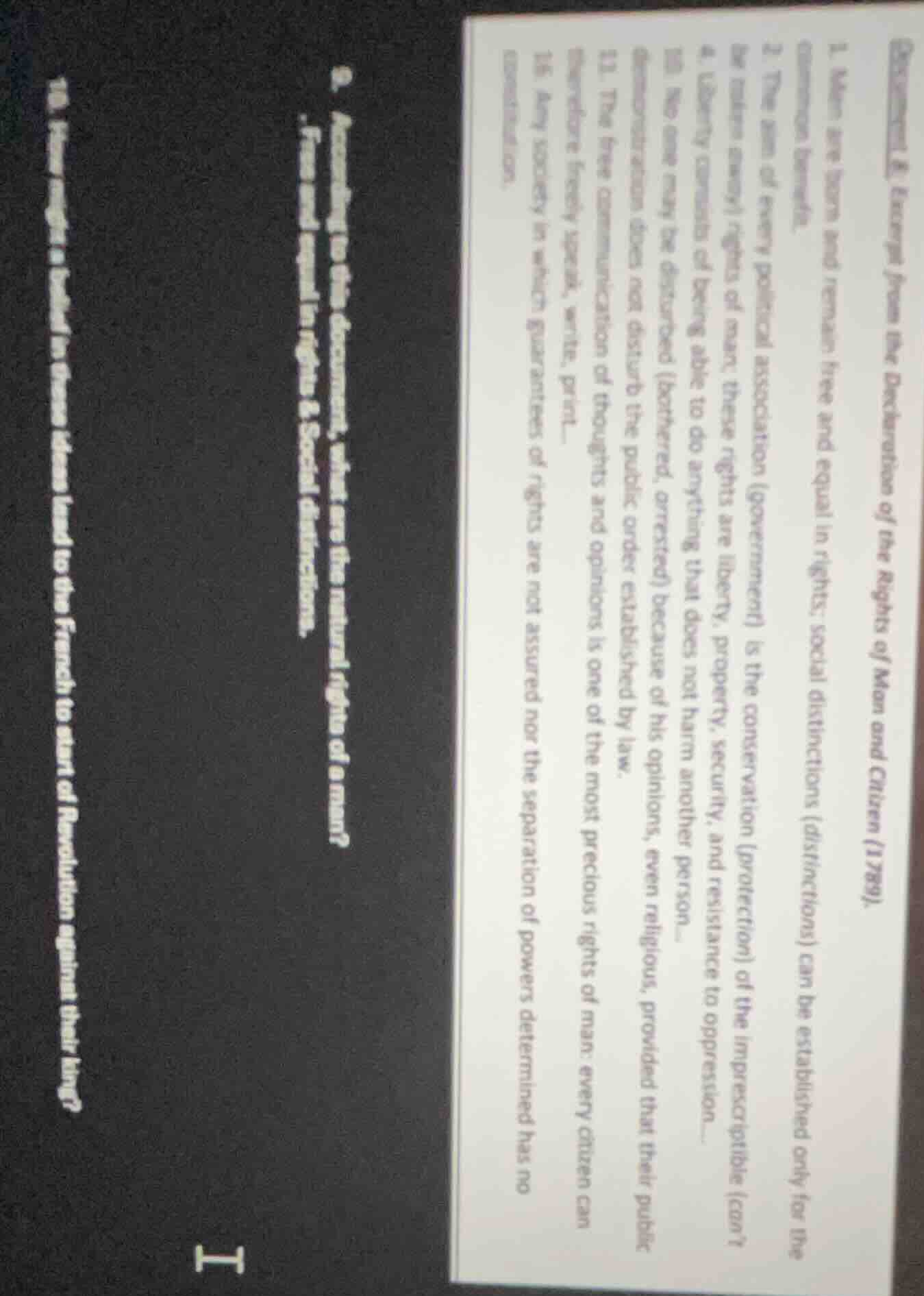 excerpt from the declaration of the rights of man and citizen (1789). 1…