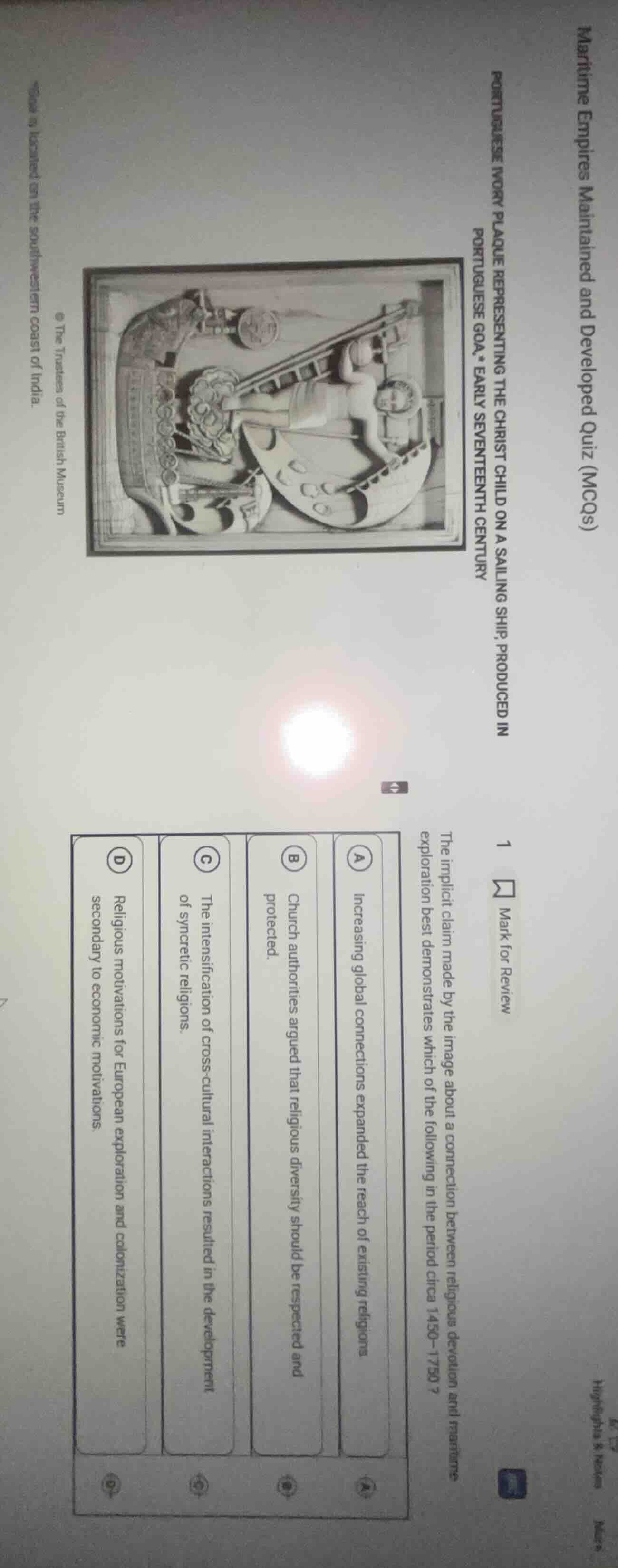 maritime empires maintained and developed quiz (mcqs) portuguese ivory …