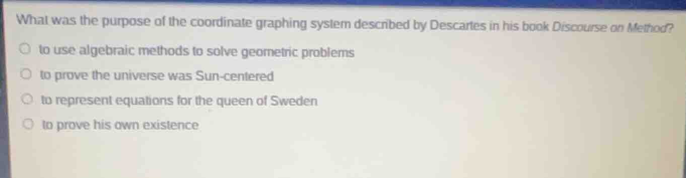 what was the purpose of the coordinate graphing system described by des…