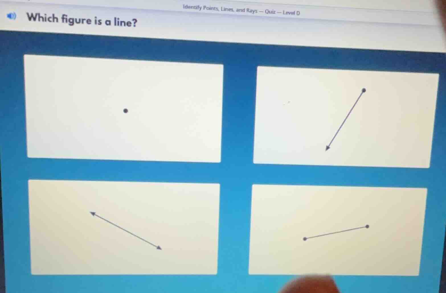 identify points, lines, and rays — quiz — level d which figure is a lin…