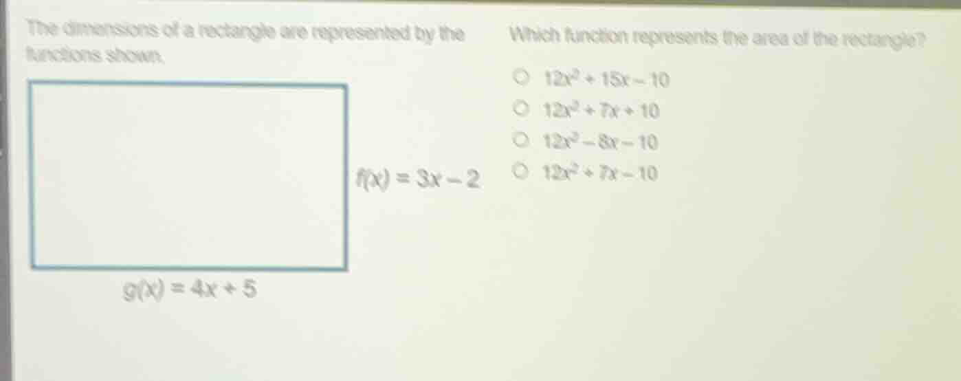 the dimensions of a rectangle are represented by the functions shown. r…