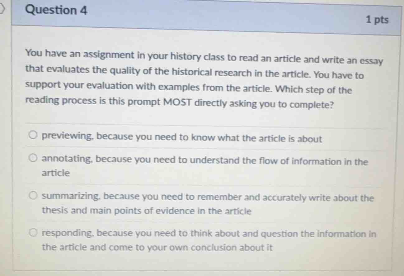 you have an assignment in your history class to read an article and wri…