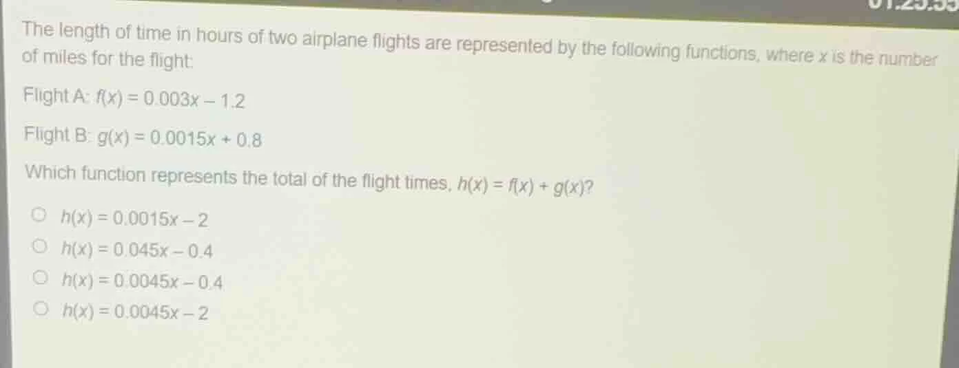 the length of time in hours of two airplane flights are represented by …