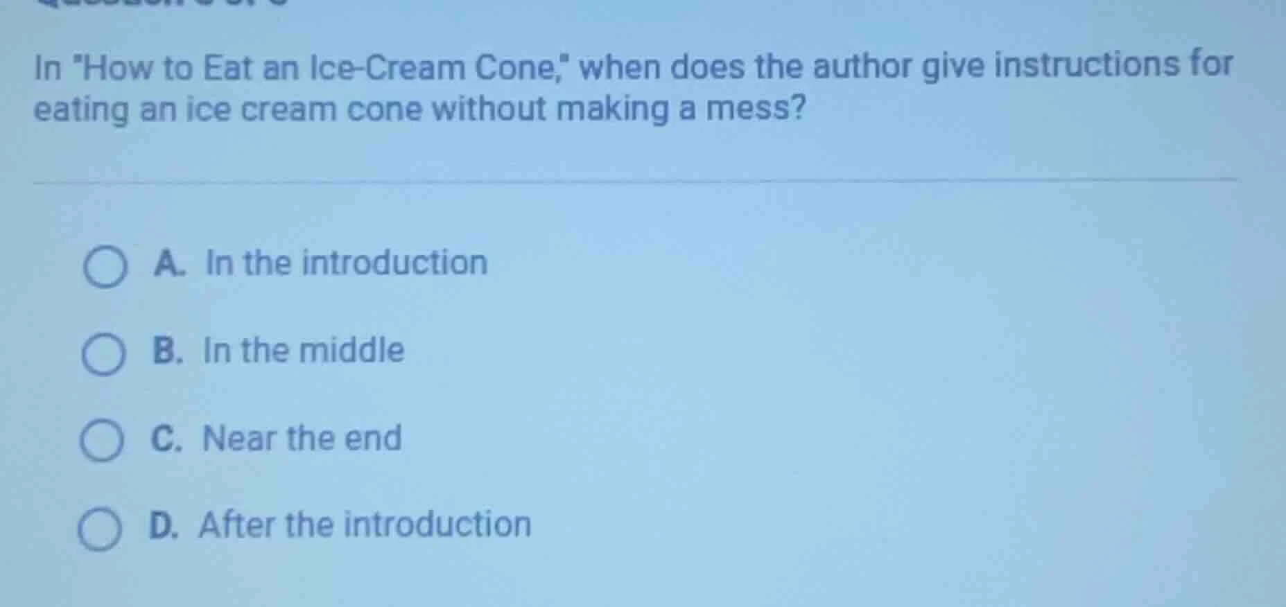 in \how to eat an ice-cream cone,\ when does the author give instructio…