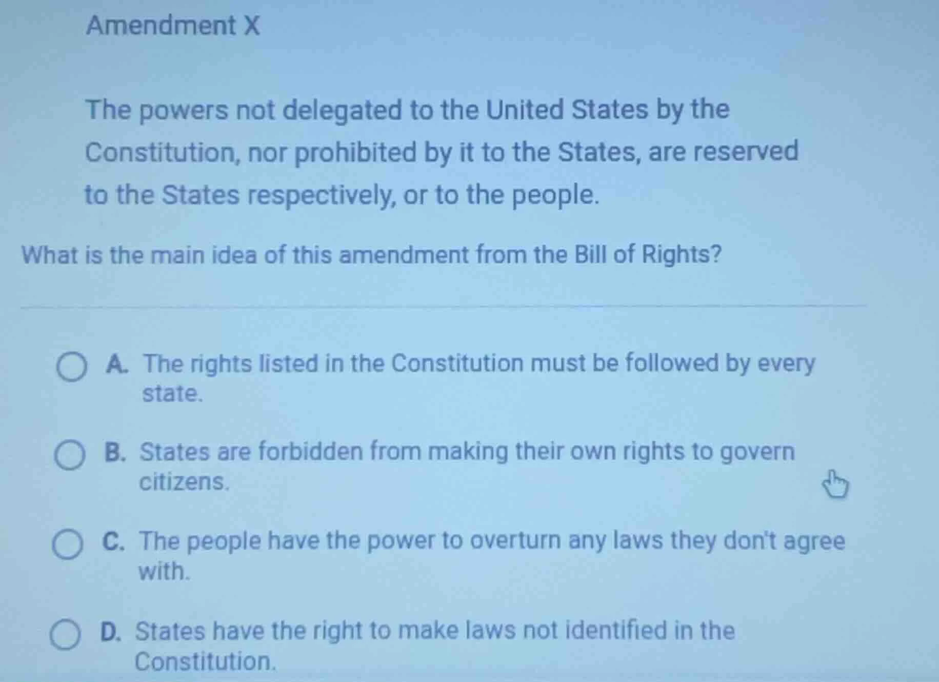 amendment x the powers not delegated to the united states by the consti…