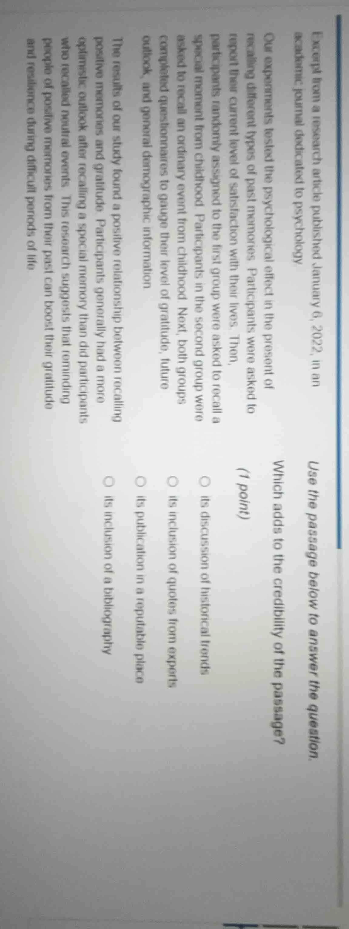 excerpt from a research article published january 6, 2022, in an academ…