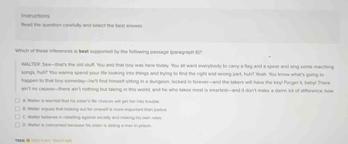 instructions read the question carefully and select the best answer. wh…