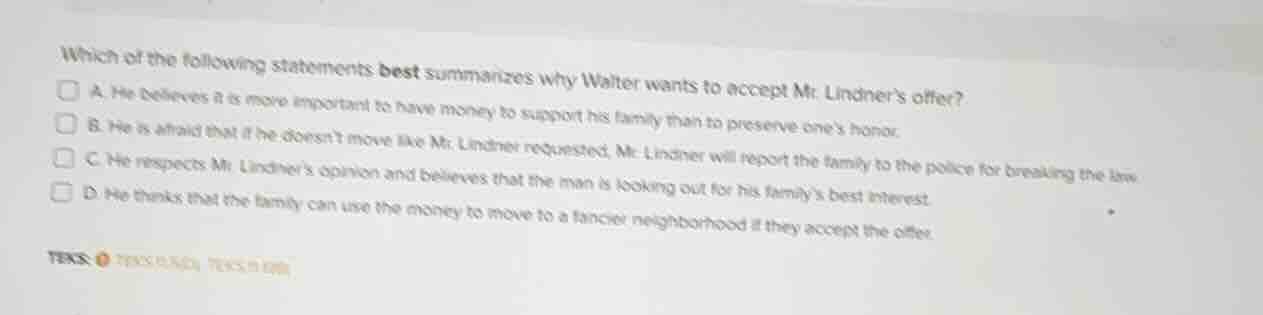 which of the following statements best summarizes why walter wants to a…