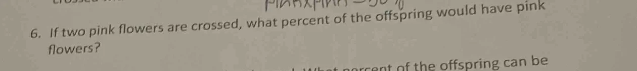 6. if two pink flowers are crossed, what percent of the offspring would…