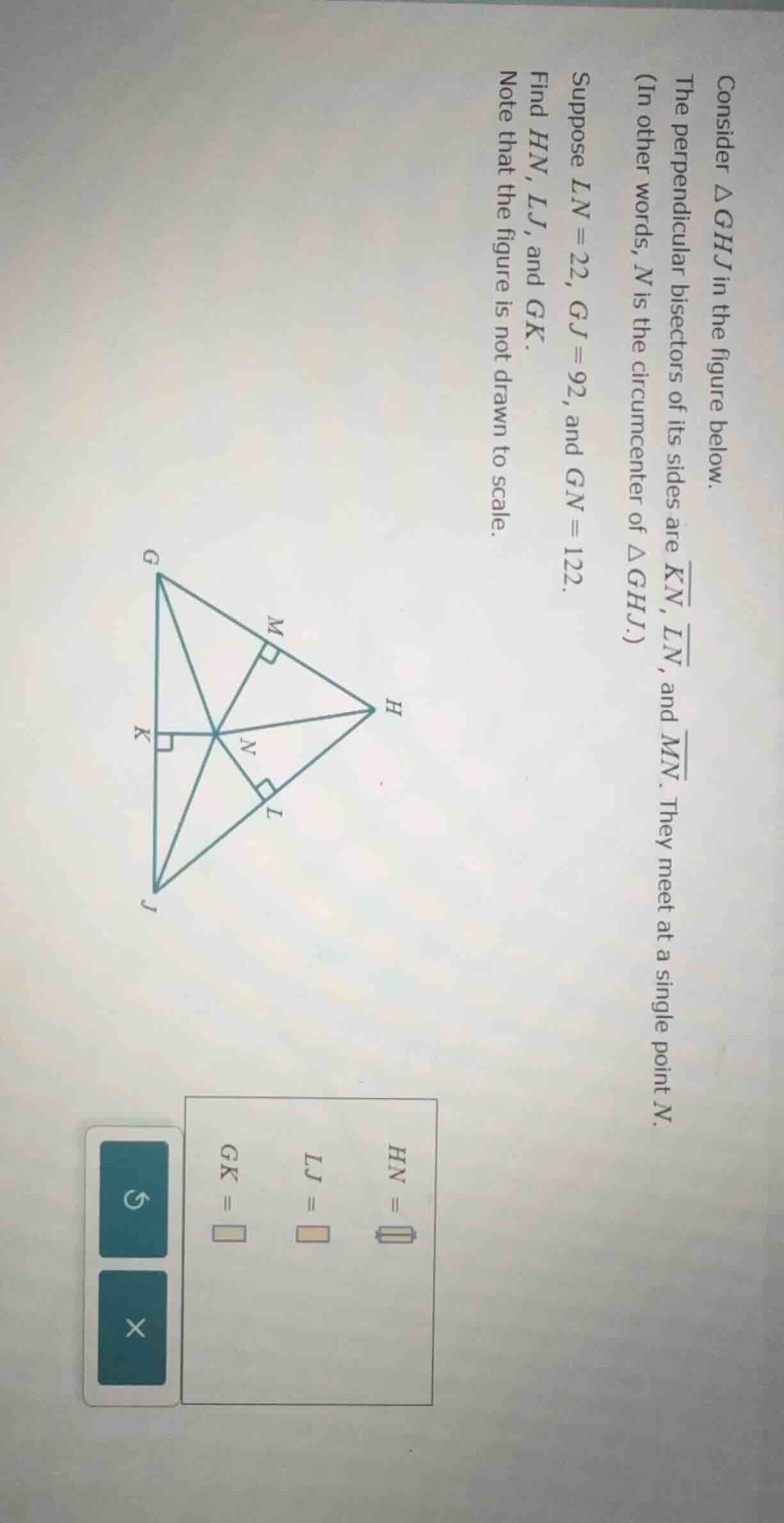consider $\\triangle ghj$ in the figure below. the perpendicular bisect…