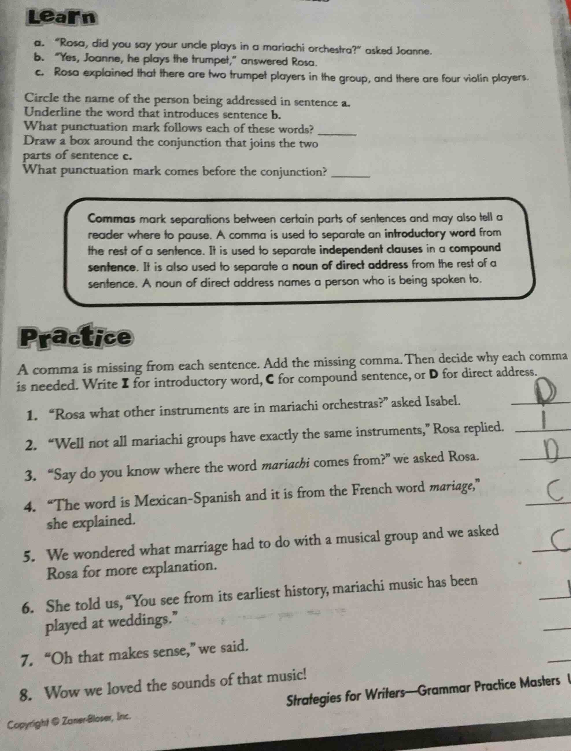 learn a. “rosa, did you say your uncle plays in a mariachi orchestra?” …