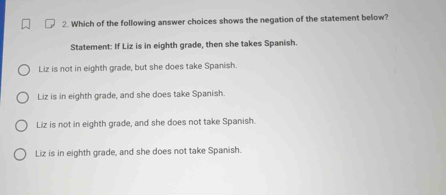 2. which of the following answer choices shows the negation of the stat…