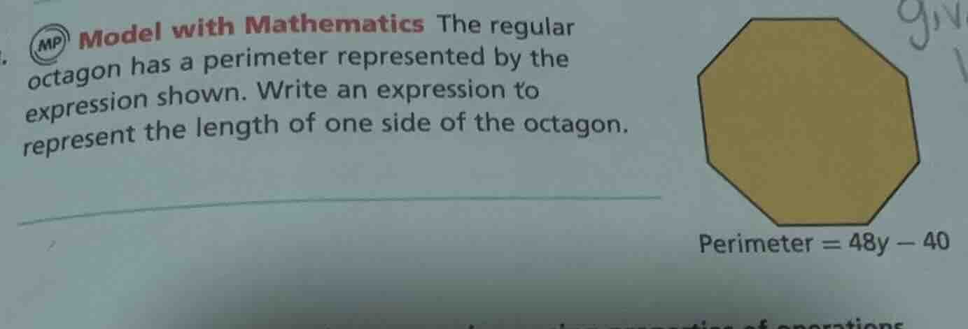 model with mathematics the regular octagon has a perimeter represented …