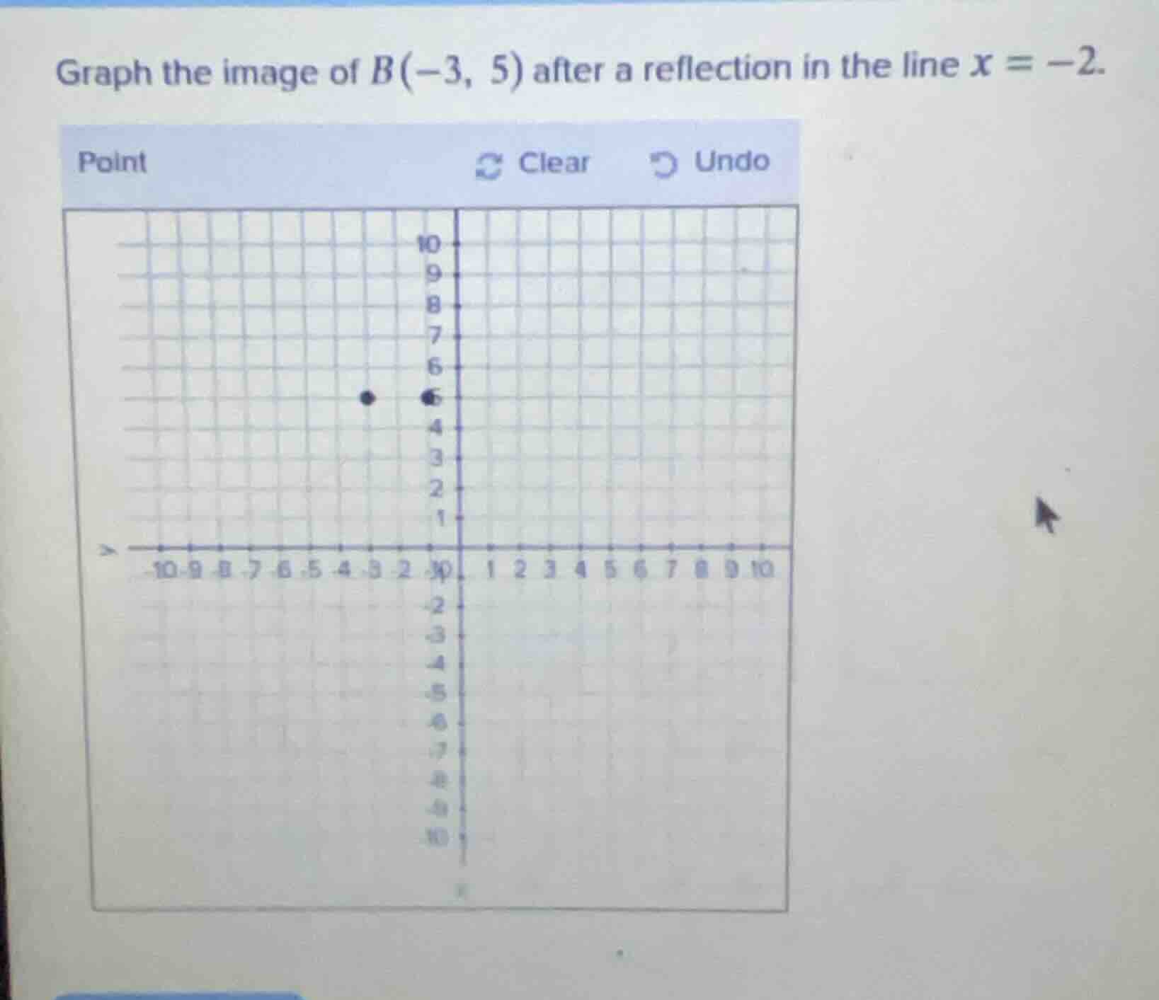 graph the image of b(-3, 5) after a reflection in the line x = -2.