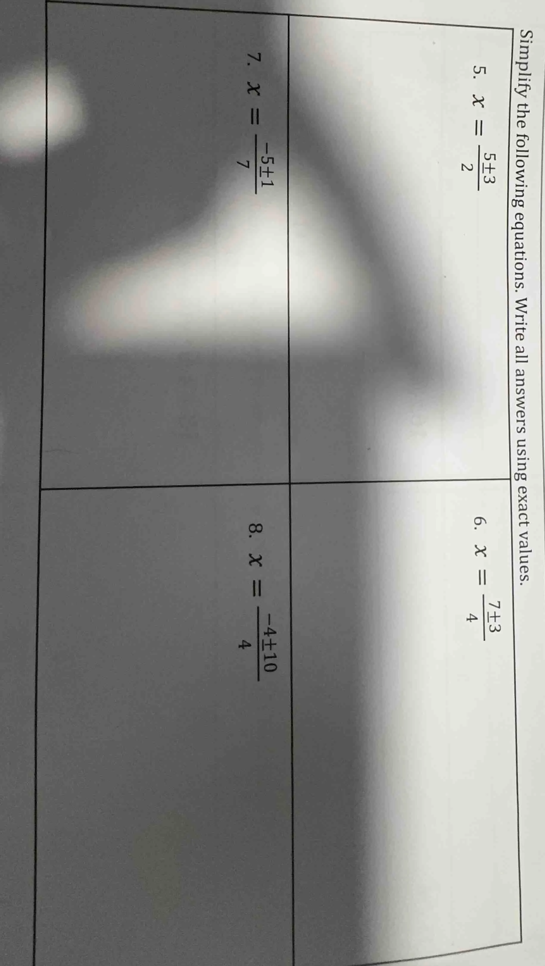 simplify the following equations. write all answers using exact values.…