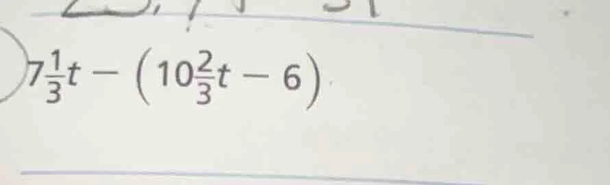 7\\frac{1}{3}t - \\left(10\\frac{2}{3}t - 6\ ight)