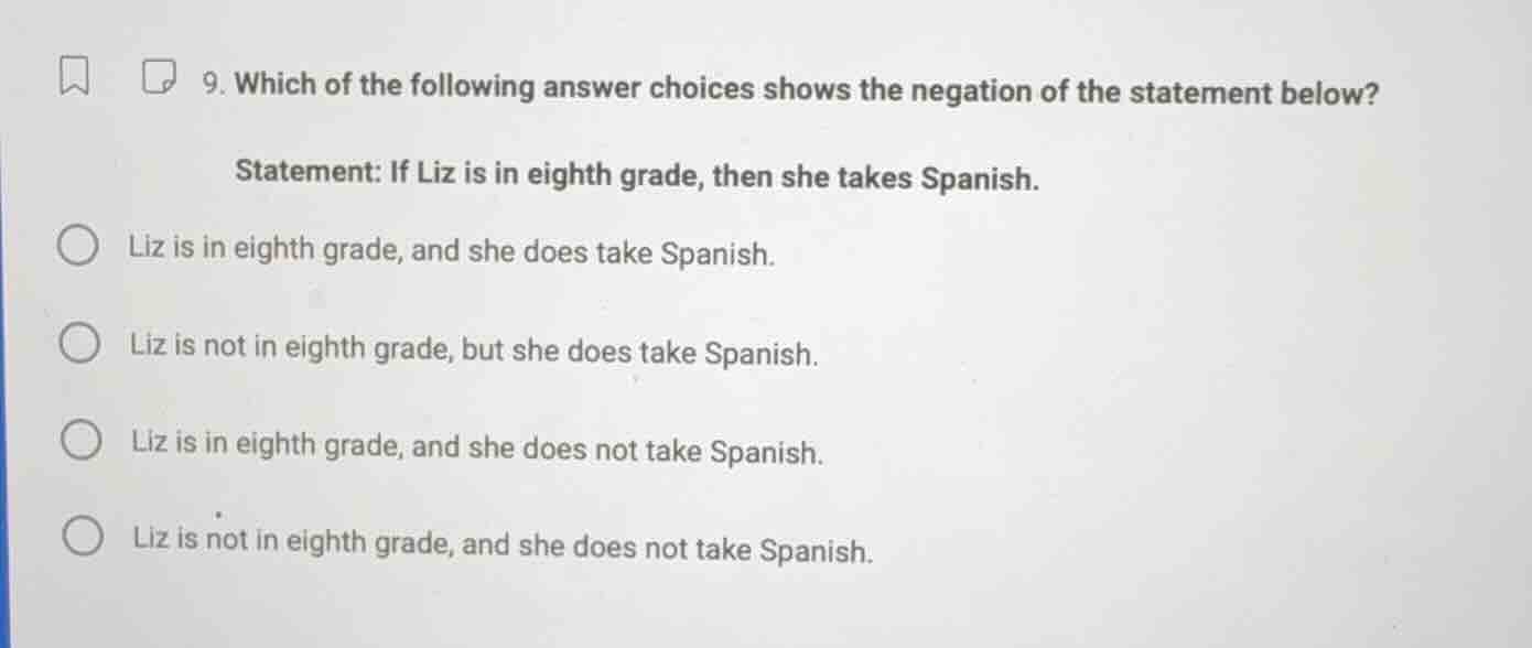 9. which of the following answer choices shows the negation of the stat…