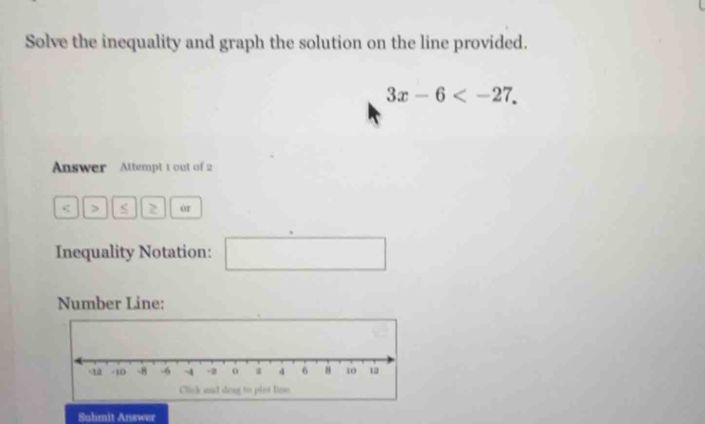 solve the inequality and graph the solution on the line provided. 3x - …
