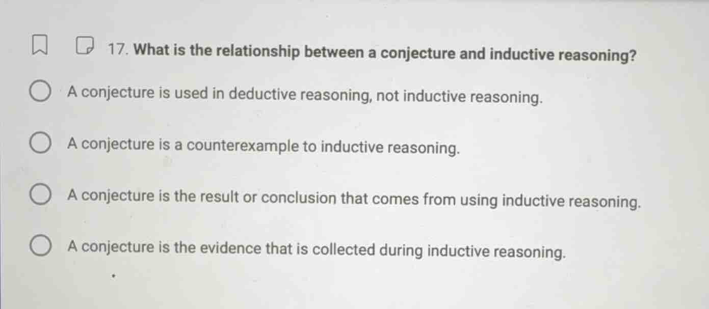 17. what is the relationship between a conjecture and inductive reasoni…