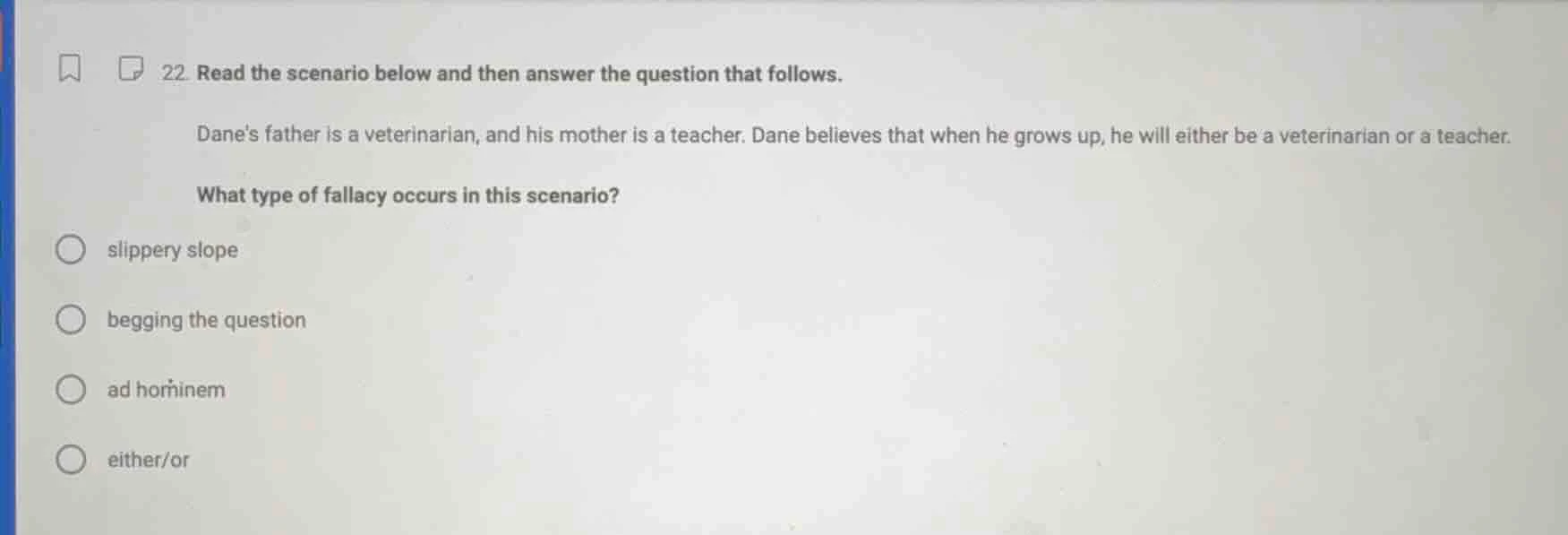 22. read the scenario below and then answer the question that follows. …