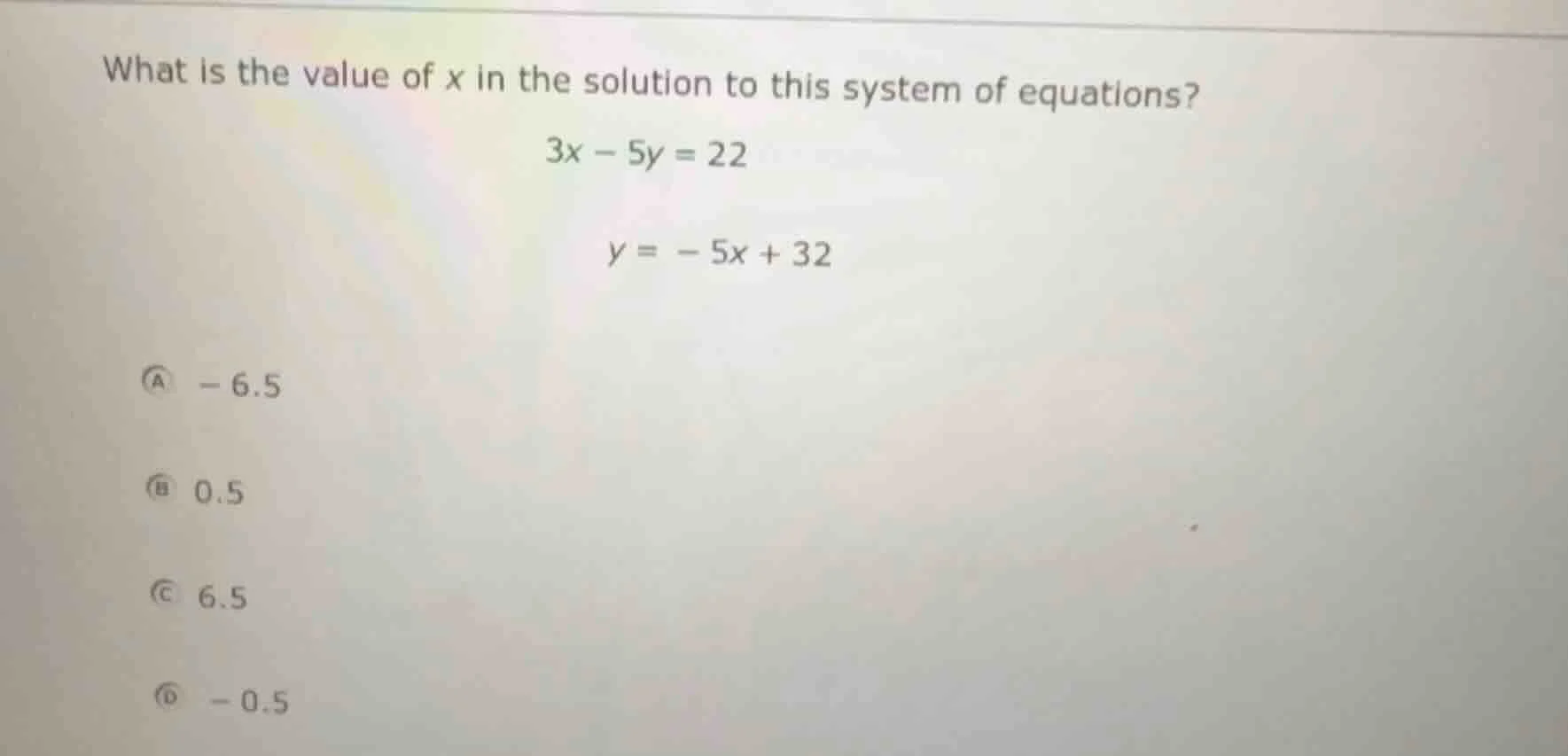 what is the value of x in the solution to this system of equations? 3x …
