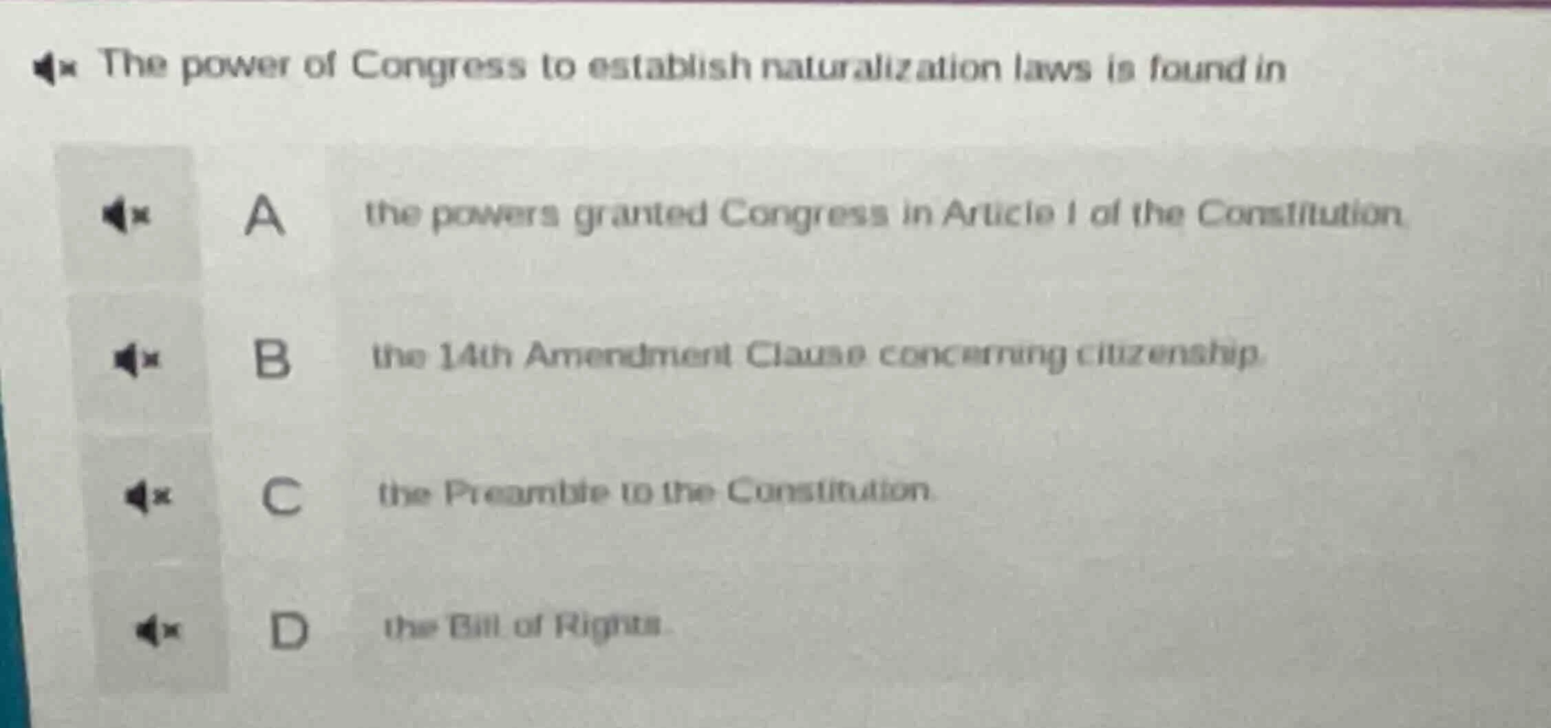 the power of congress to establish naturalization laws is found in a th…