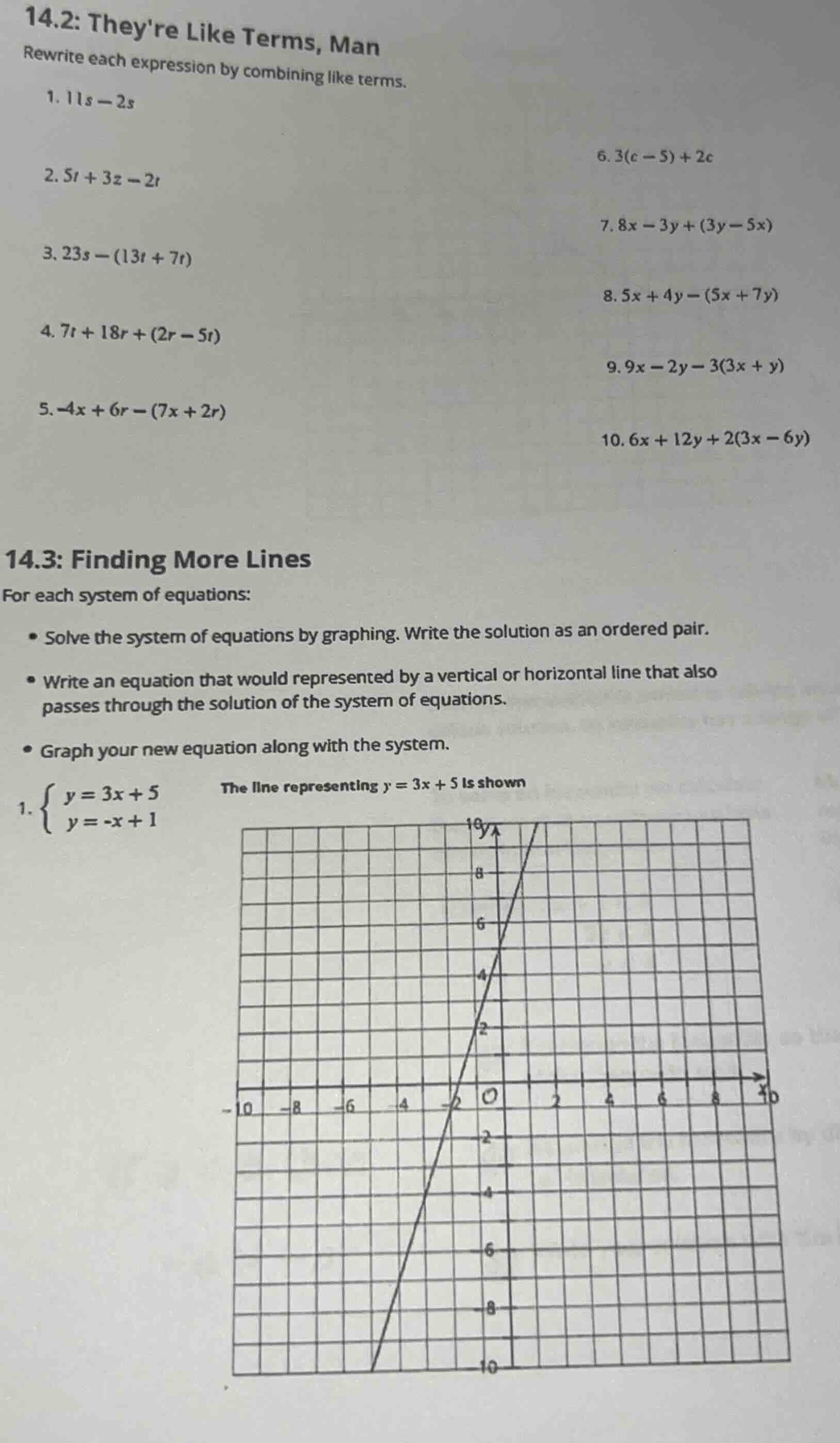 14.2: theyre like terms, man rewrite each expression by combining like …