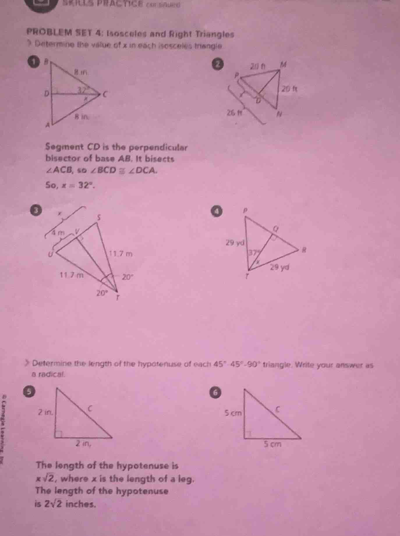 problem set 4: isosceles and right triangles 3. determine the value of …