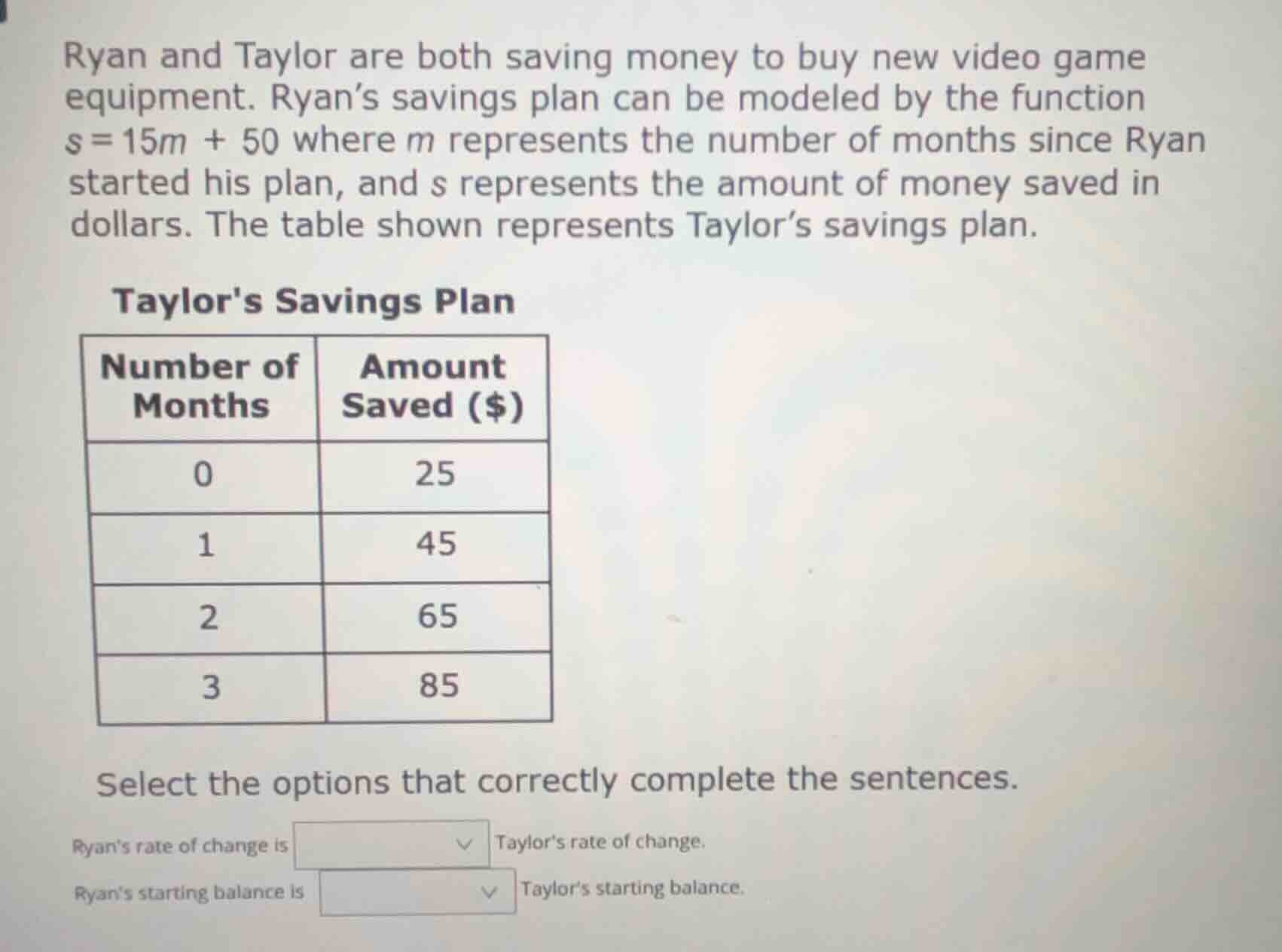 ryan and taylor are both saving money to buy new video game equipment. …