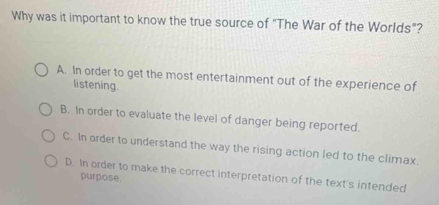 why was it important to know the true source of \the war of the worlds\…