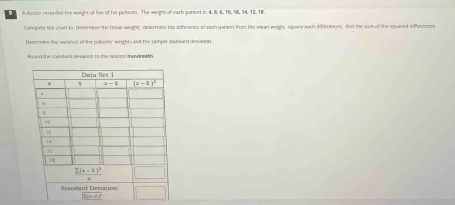 a doctor recorded the weight of five of his patients. the weight of eac…
