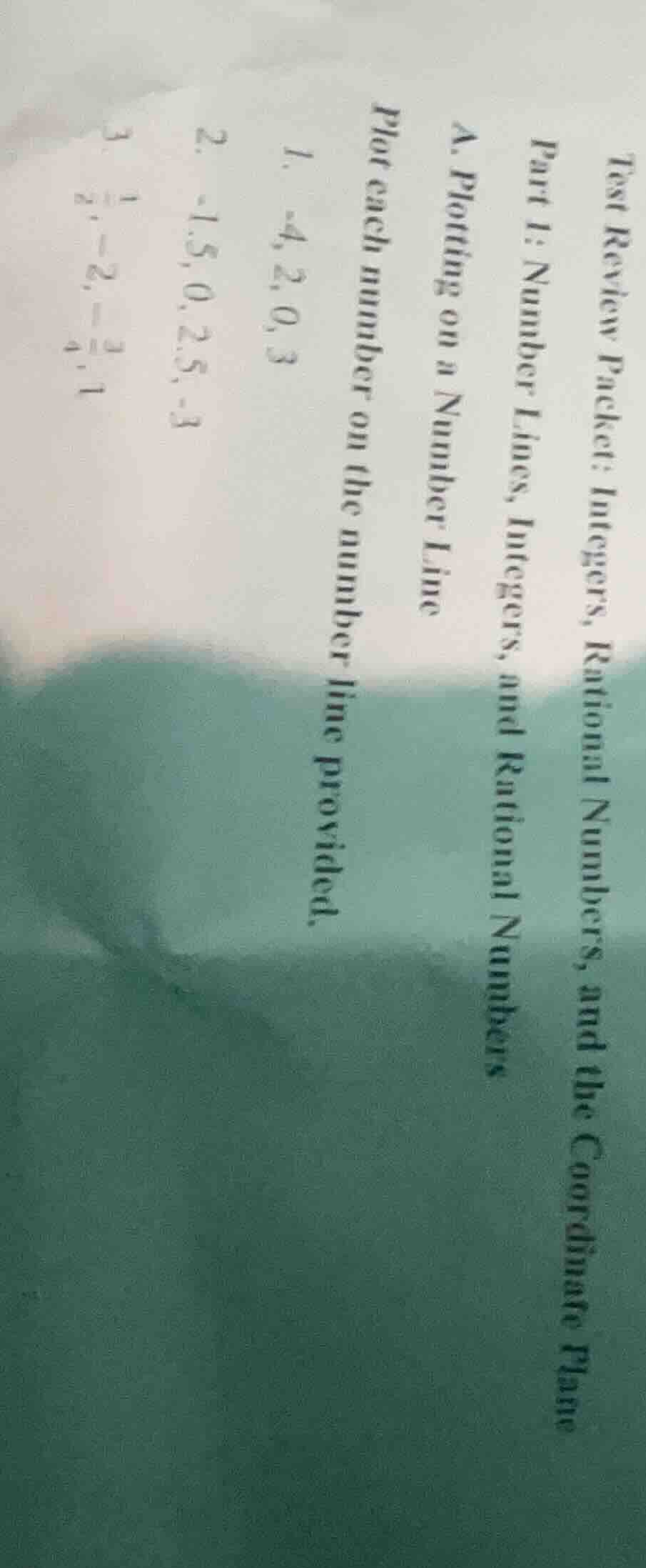 test review packet: integers, rational numbers, and the coordinate plan…