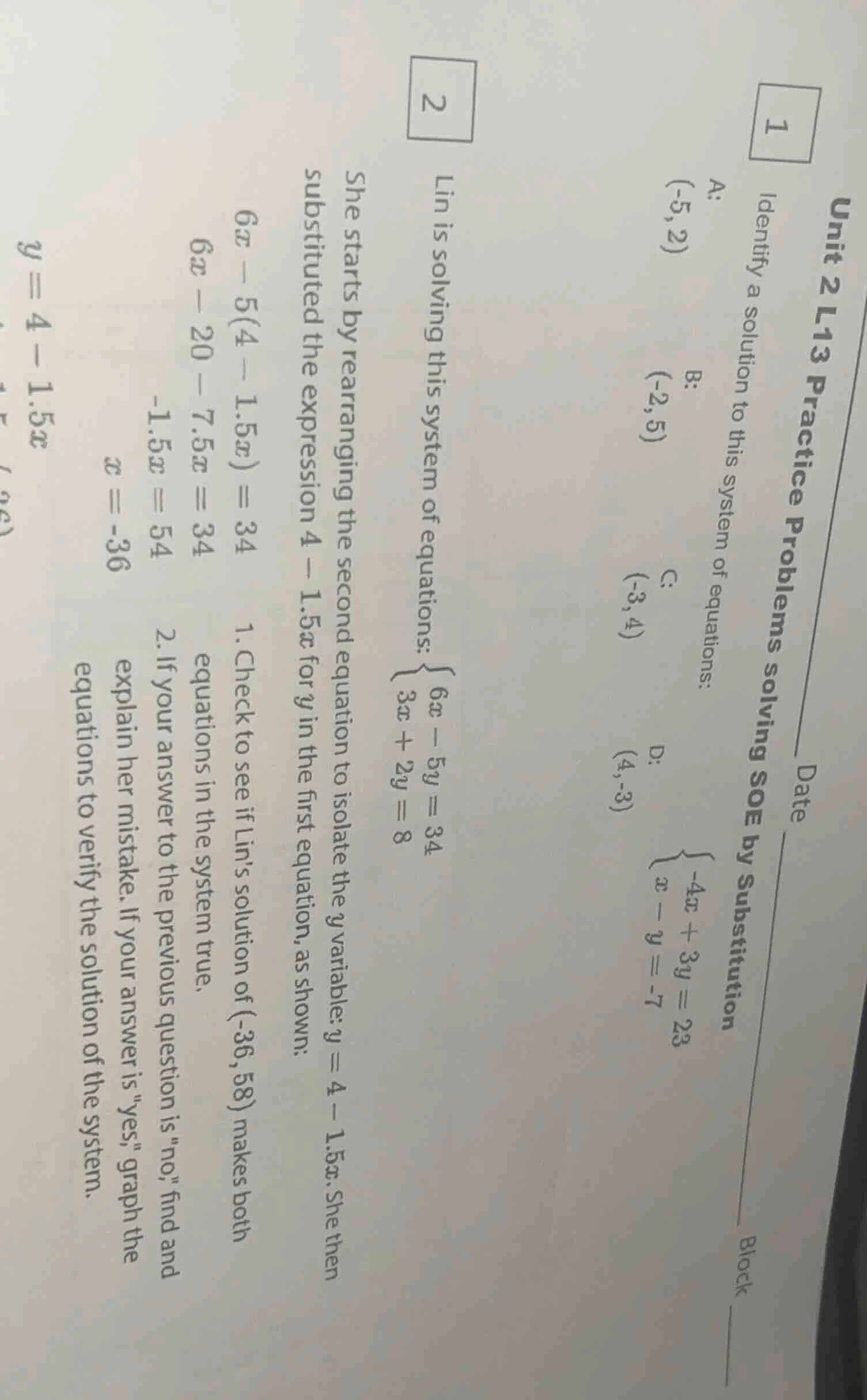 unit 2 l13 practice problems solving soe by substitution date block 1 i…